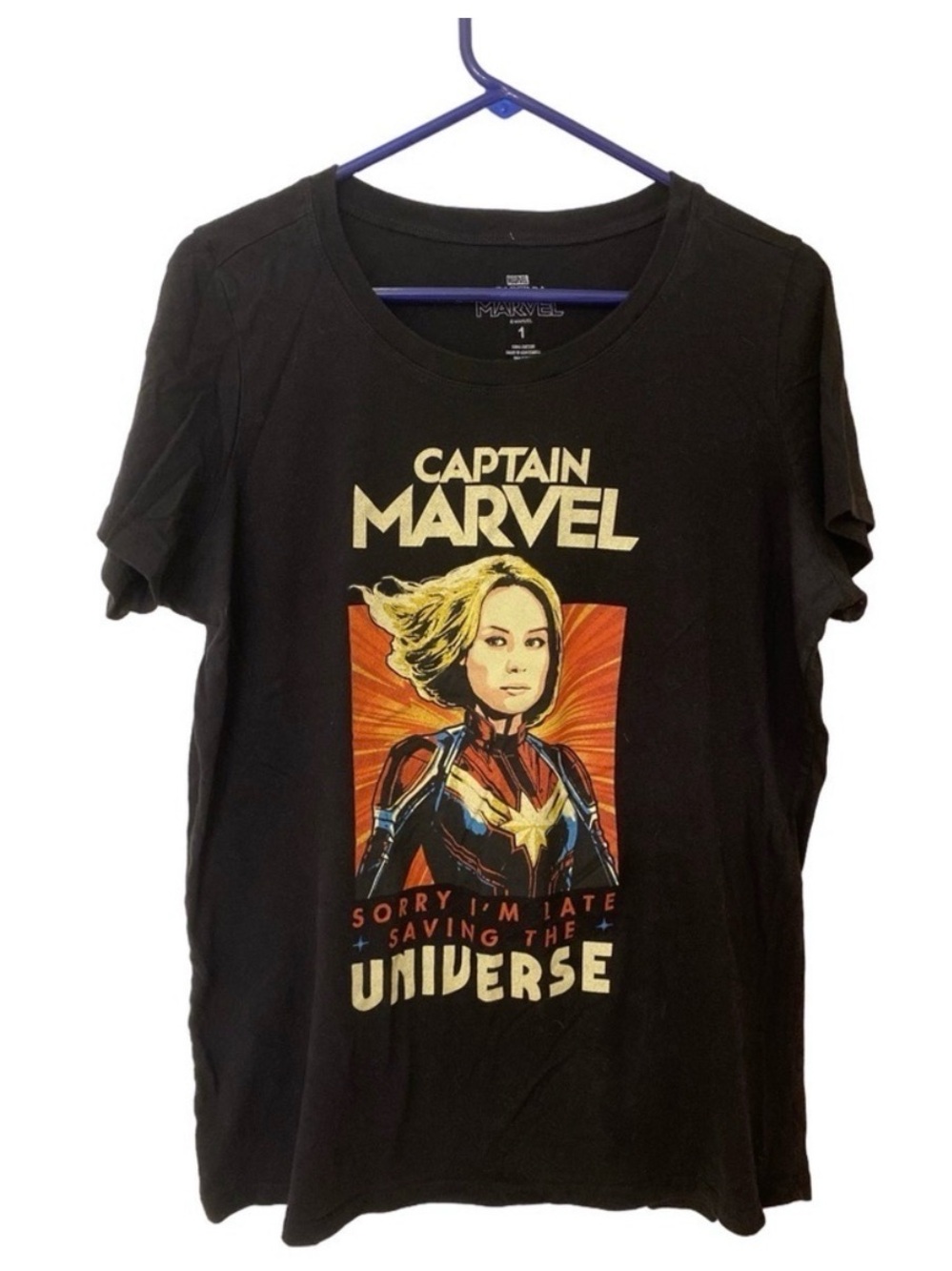 Torrid Marvel Captain Marvel Graphic T-Shirt Size 1 1X Black Cotton Comic Tee